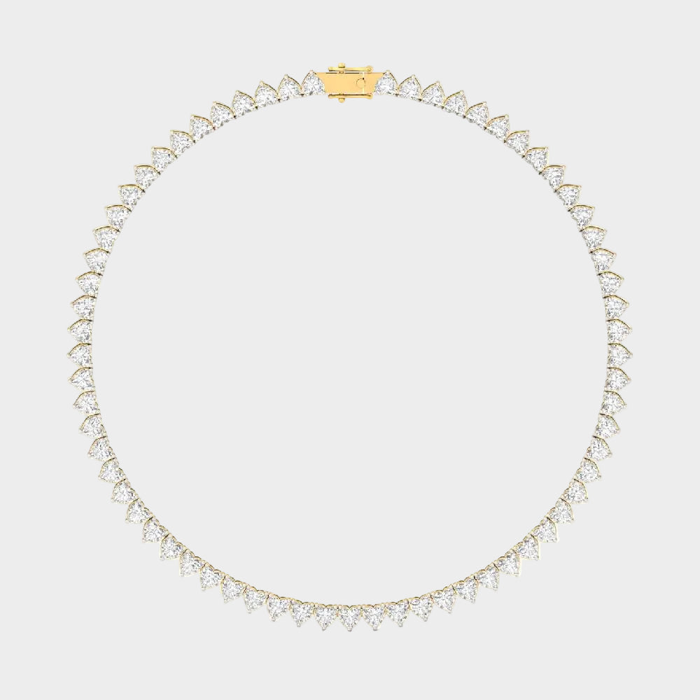 30 Ct Heart Cut Lab-Grown Diamond Tennis Necklace In 14K Yellow Gold